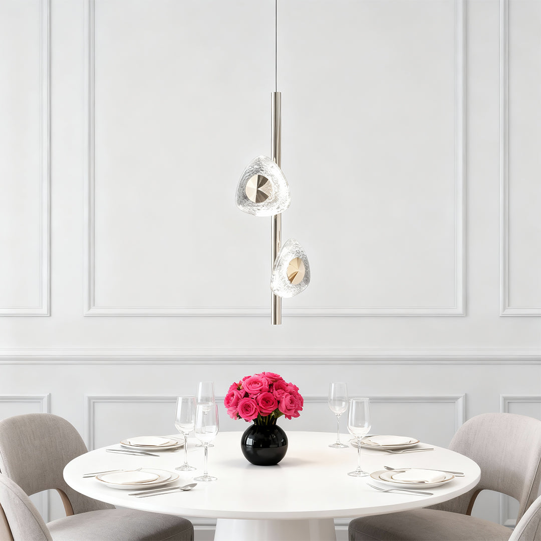 Modern Crystal Pendant Light - Adjustable Dual-Light Design with Three-Color Dimming for Elegant Spaces 2