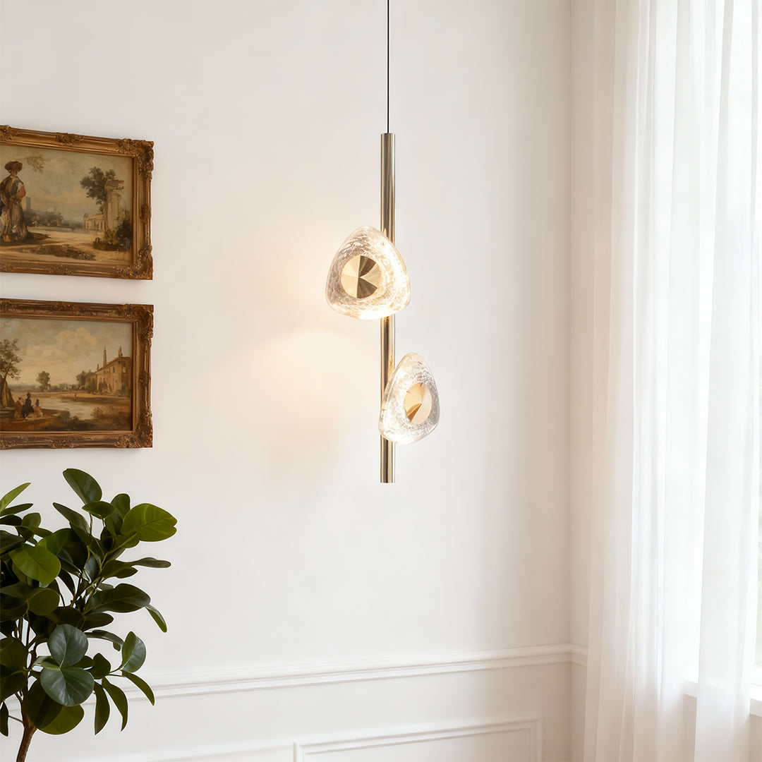 Modern Crystal Pendant Light - Adjustable Dual-Light Design with Three-Color Dimming for Elegant Spaces 5