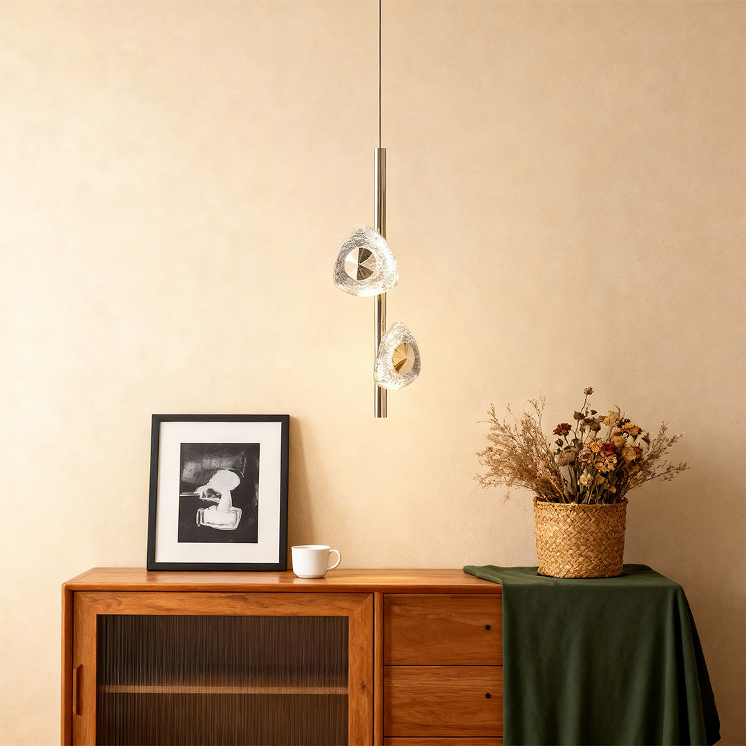 Modern Crystal Pendant Light - Adjustable Dual-Light Design with Three-Color Dimming for Elegant Spaces 1