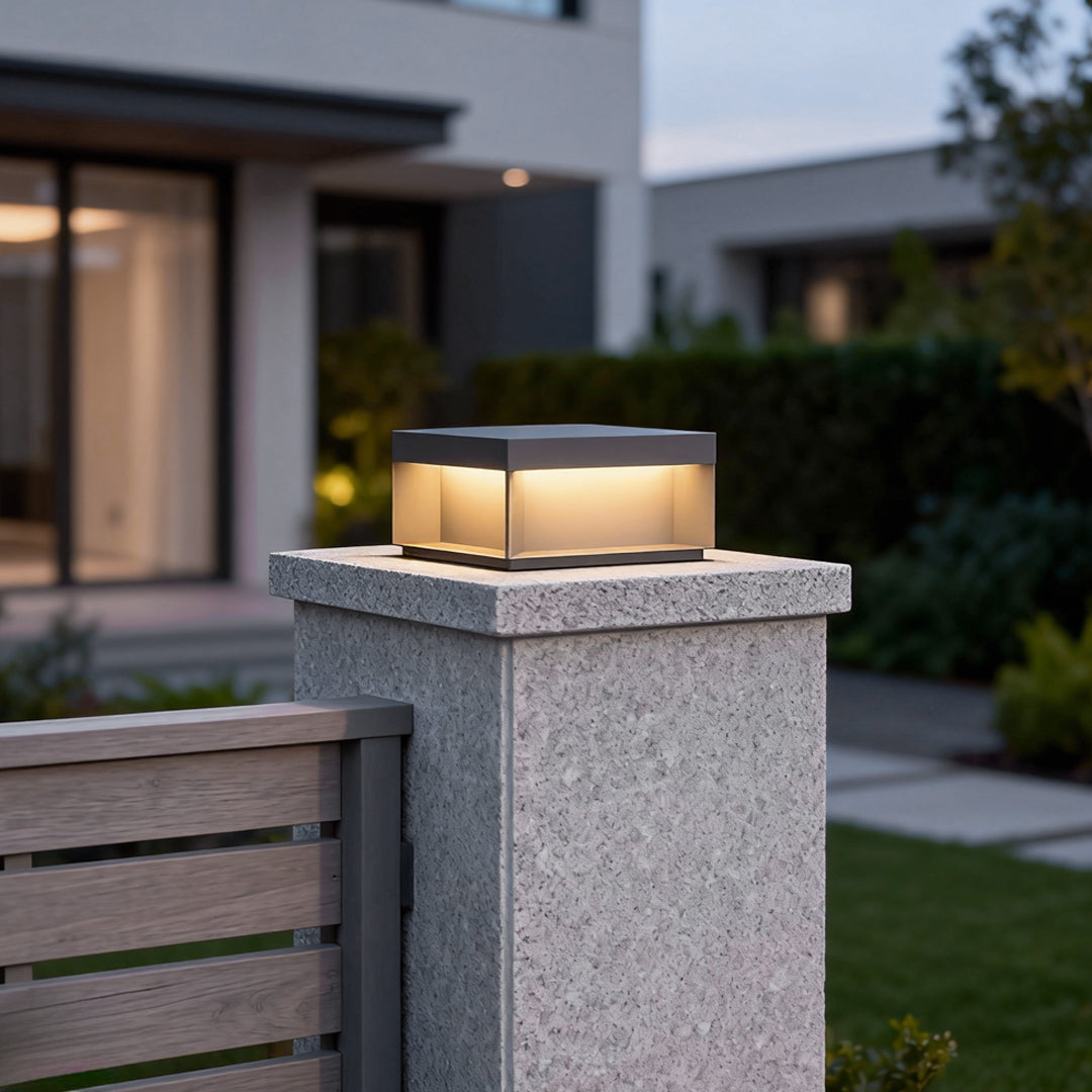 Square Solar Deck Lights - Modern Black LED Outdoor Lighting with Dual Power Options 7