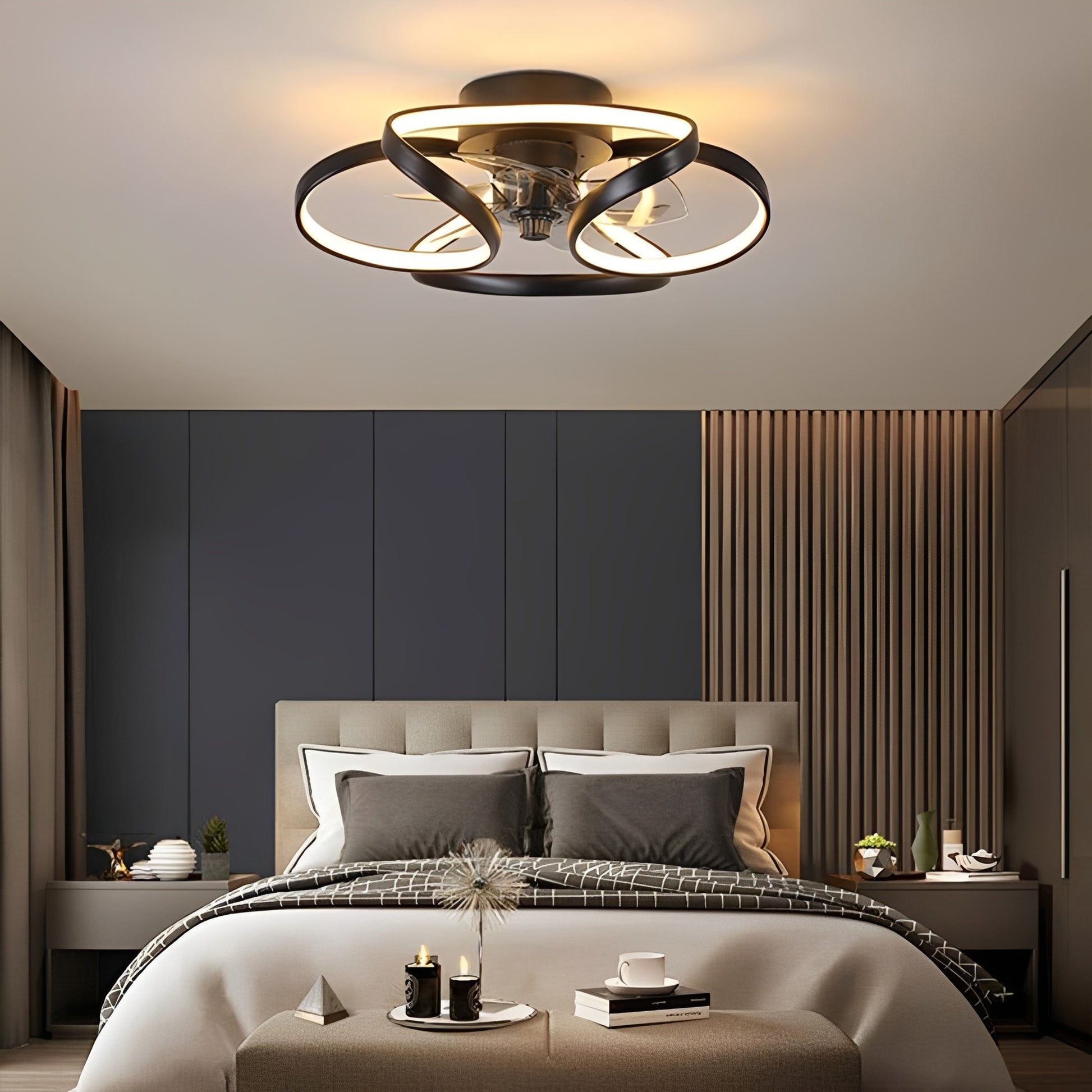 Floral Flush Mount Ceiling Fan with Dimmable LED Light – Modern Design for Elegant Home Comfort 3