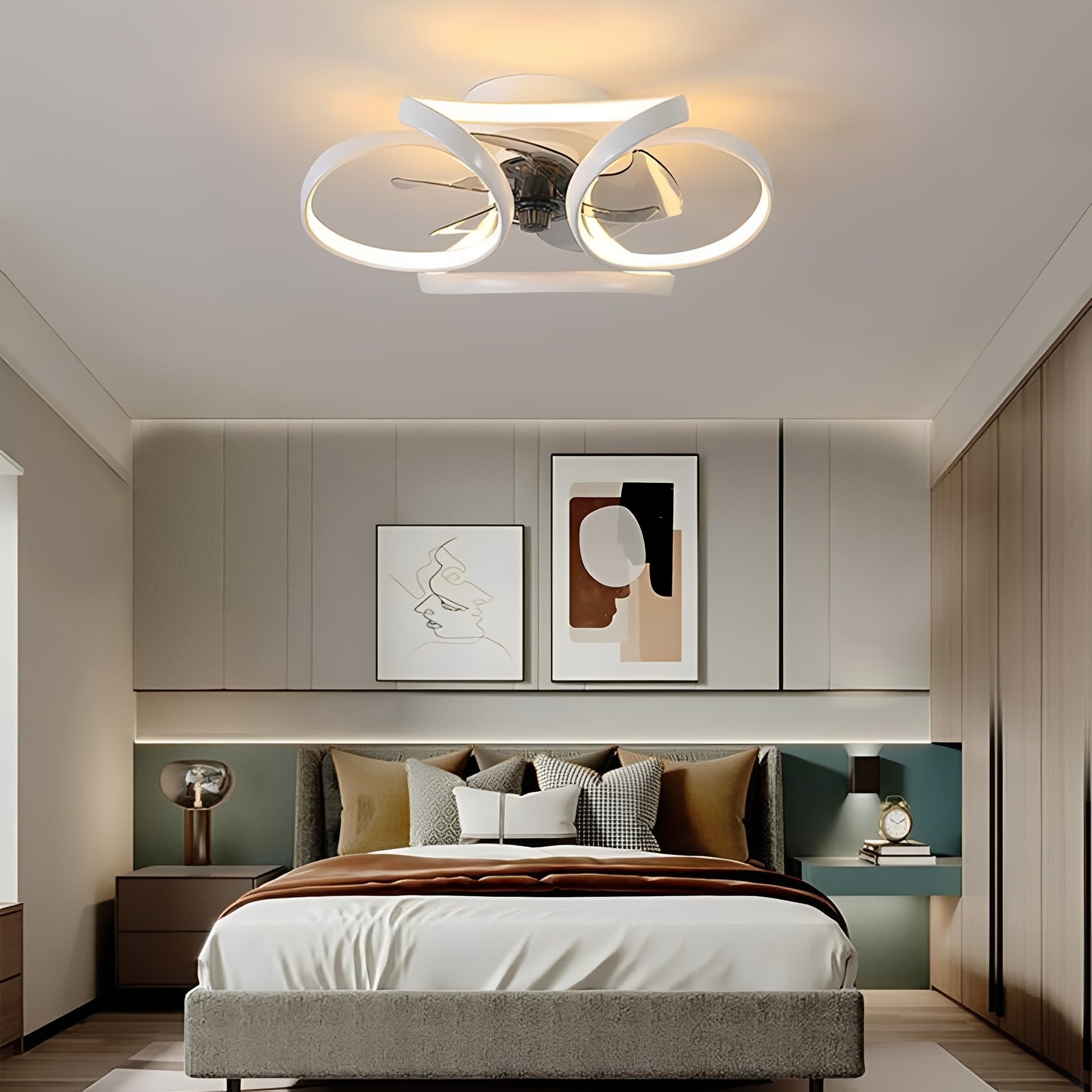 Floral Flush Mount Ceiling Fan with Dimmable LED Light – Modern Design for Elegant Home Comfort 2