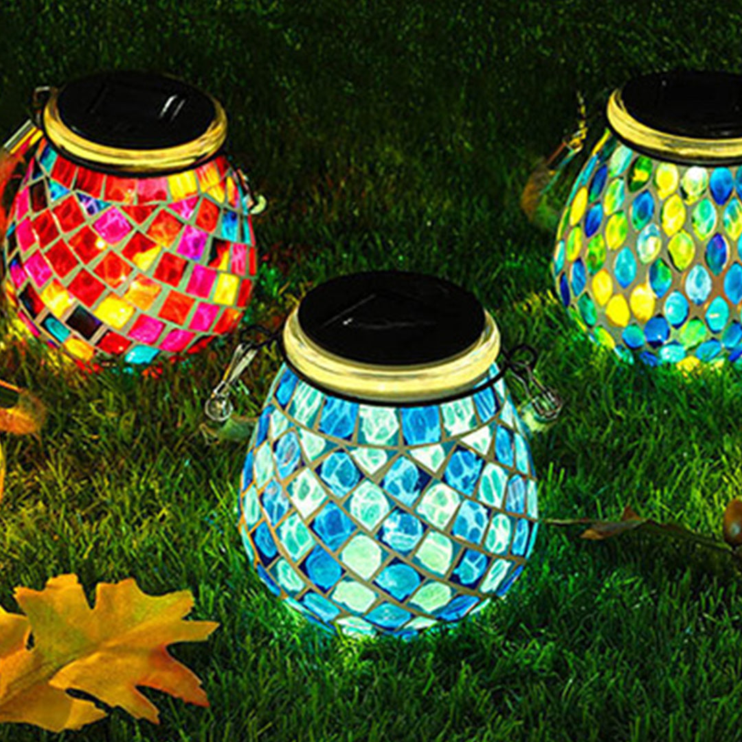 Vibrant Solar Glass Mosaic Cup Lamp - Colorful Landscape Lighting for Outdoor Ambiance 6
