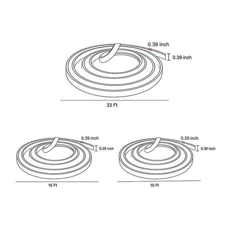 Line drawing of outdoor embedded LED light strips dimensions, providing installation specifications.