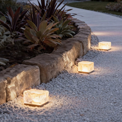 Crystal Glow Solar Step Light - Modern Outdoor Ice Cube Lights with Four Color Options for Elegant Ambiance 9