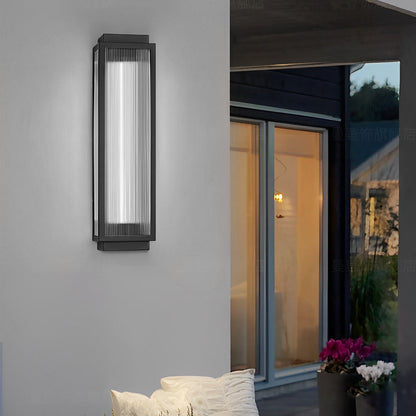 Reeded Glass Outdoor Wall Light - Modern LED Design with Adjustable Heights for Enhanced Ambiance 2
