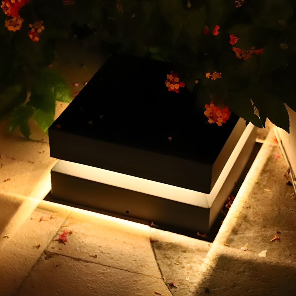 Modern Square Outdoor Solar Deck Lights - Waterproof LED Pillar Lighting for Cozy Ambiance 5