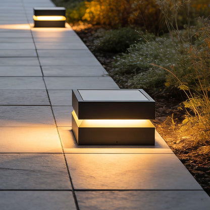 Modern Square Outdoor Solar Deck Lights - Waterproof LED Pillar Lighting for Cozy Ambiance 12