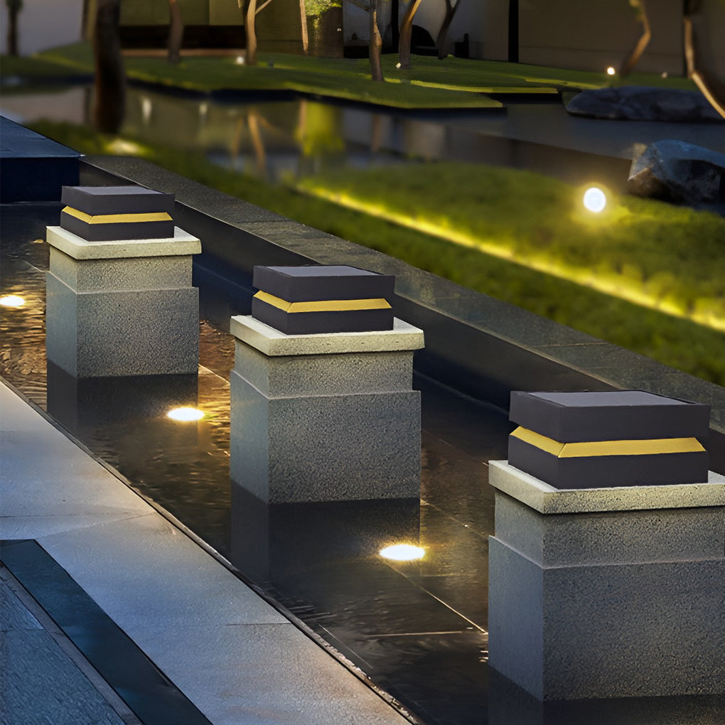 Modern Square Outdoor Solar Deck Lights - Waterproof LED Pillar Lighting for Cozy Ambiance 2