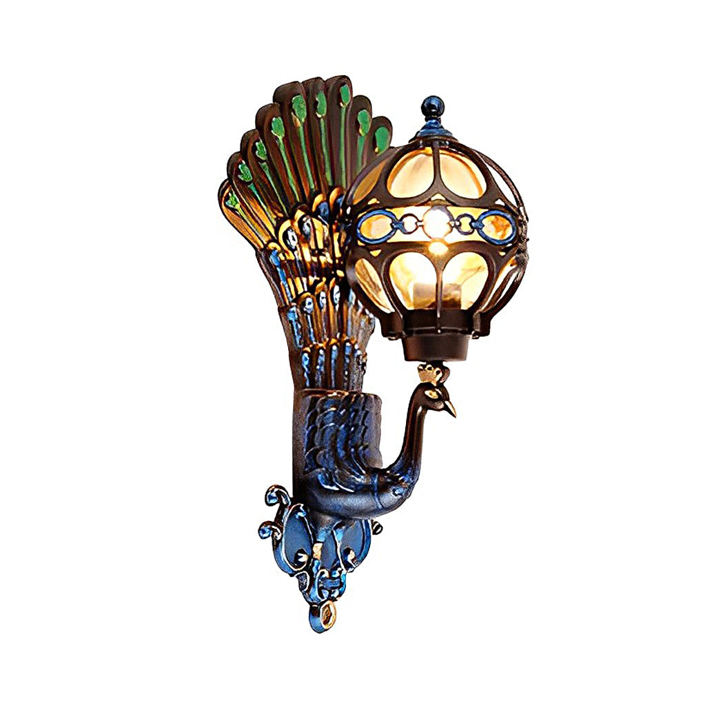 Peacock Inspired Outdoor Wall Sconce - Vintage Aluminum Light Fixture with IP55 Protection 10