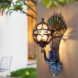 Peacock Inspired Outdoor Wall Sconce - Vintage Aluminum Light Fixture with IP55 Protection 2