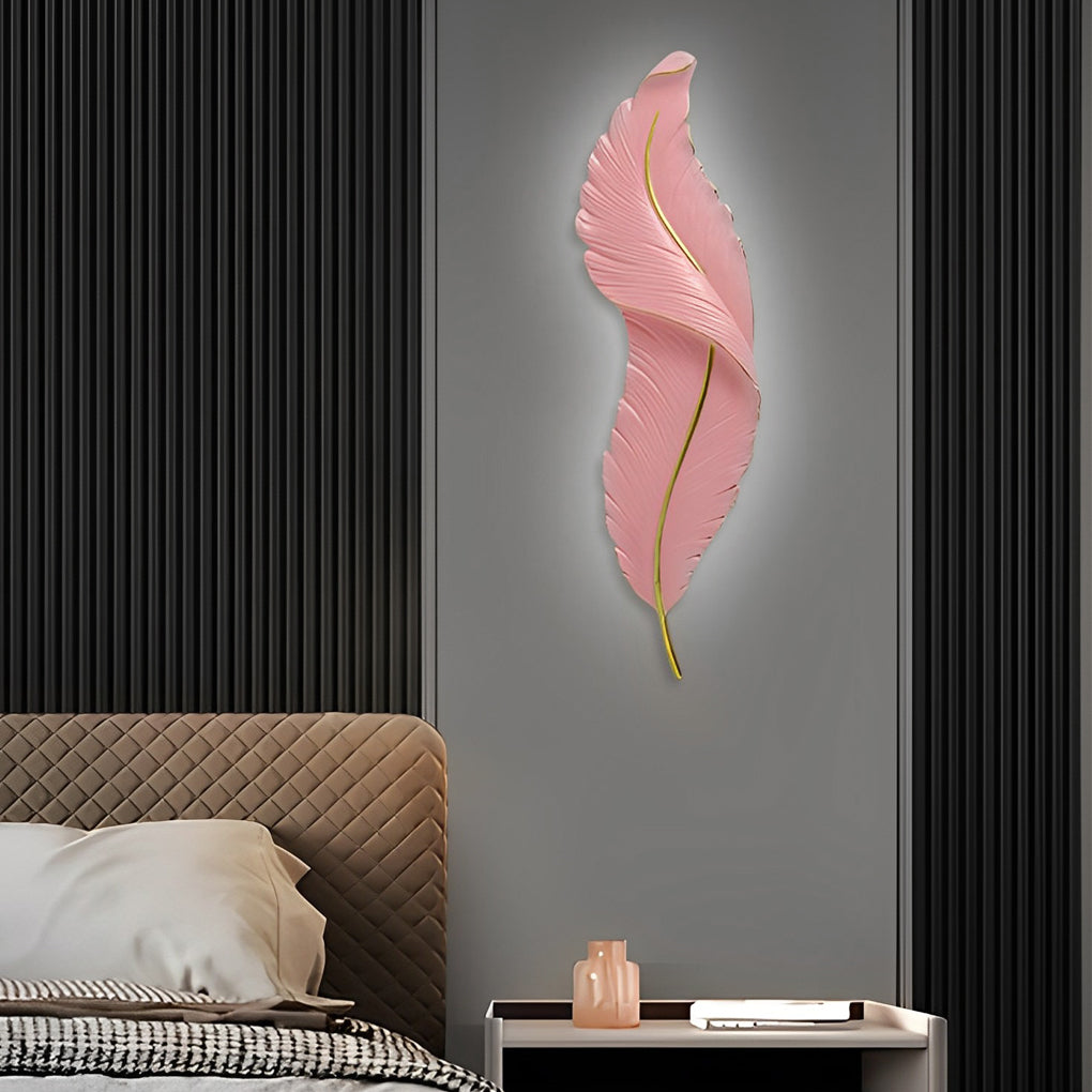 Feather Wall Light - Modern Resin Wall Sconce with Dimmable LED & Three Color Options for Artistic Ambiance 5