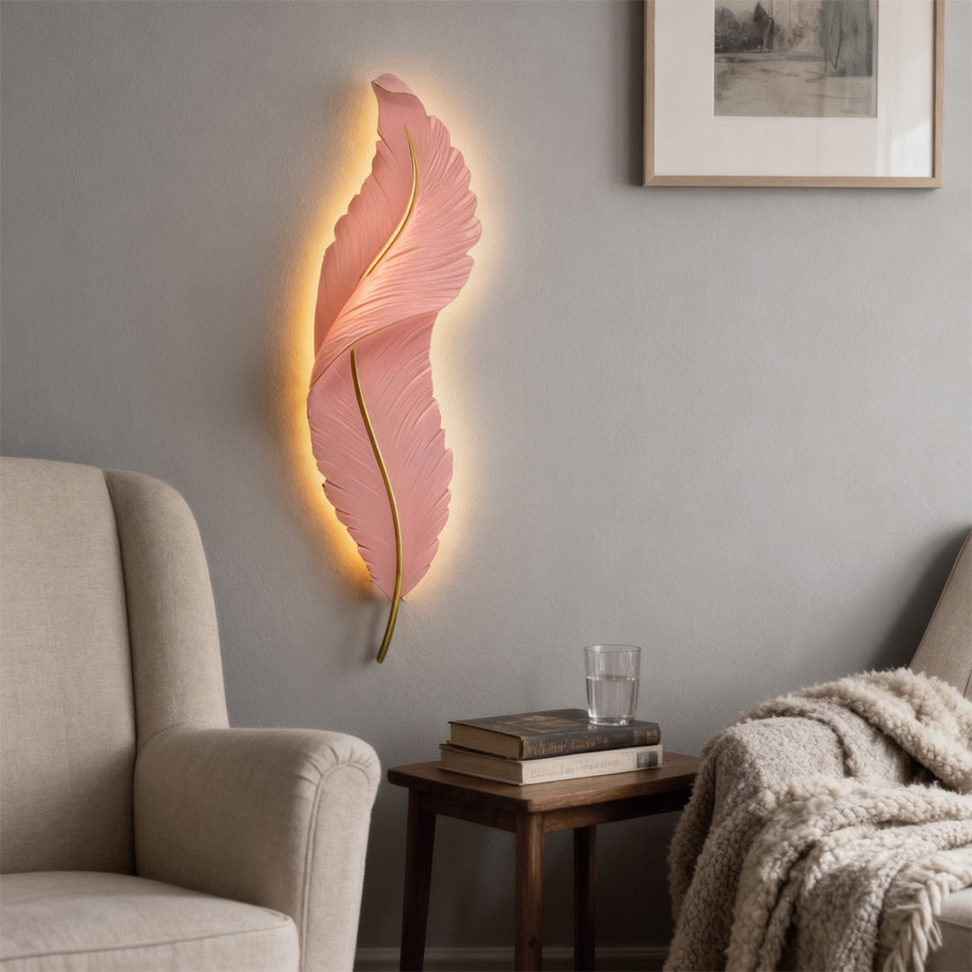 Feather Wall Light - Modern Resin Wall Sconce with Dimmable LED & Three Color Options for Artistic Ambiance 11