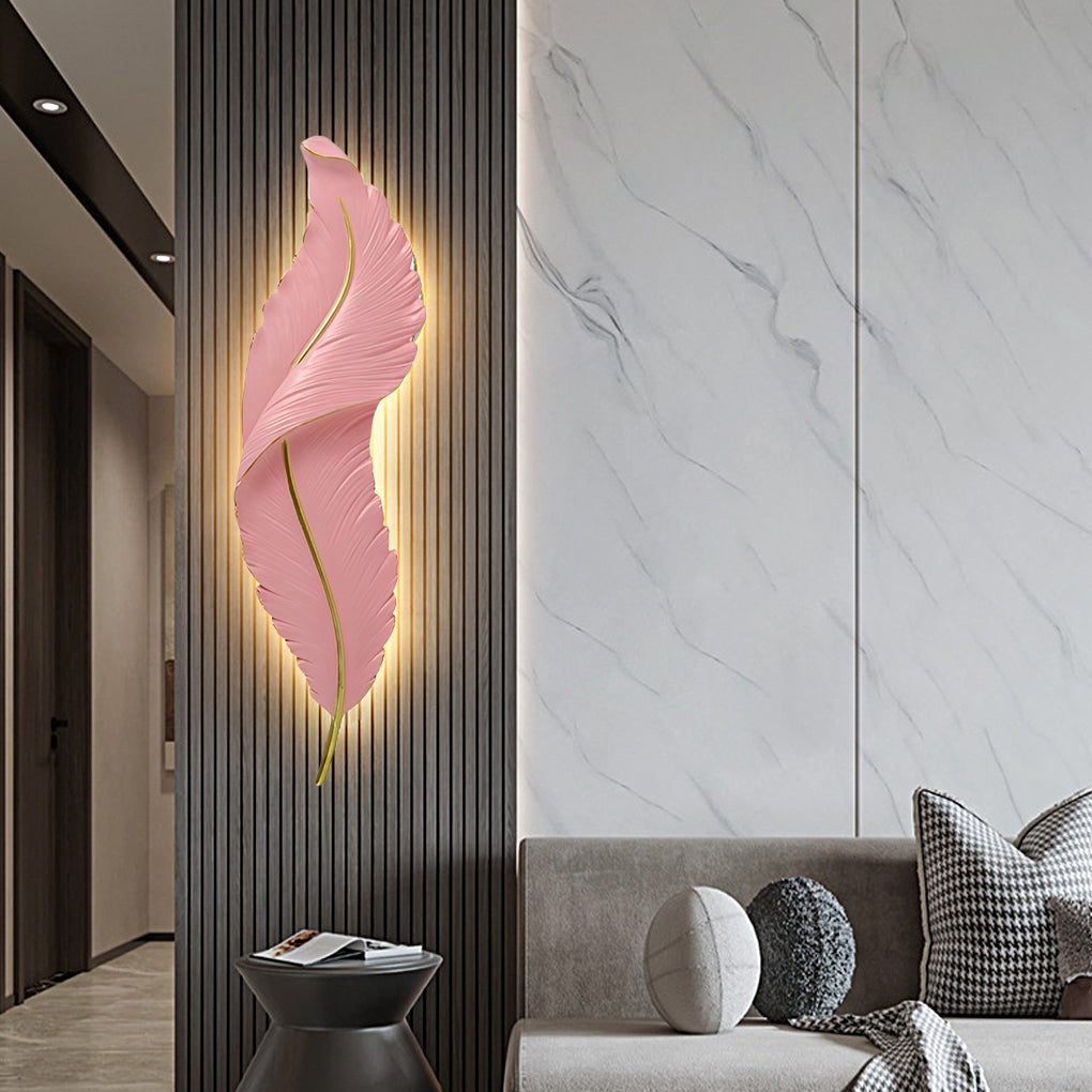 Feather Wall Light - Modern Resin Wall Sconce with Dimmable LED & Three Color Options for Artistic Ambiance 6