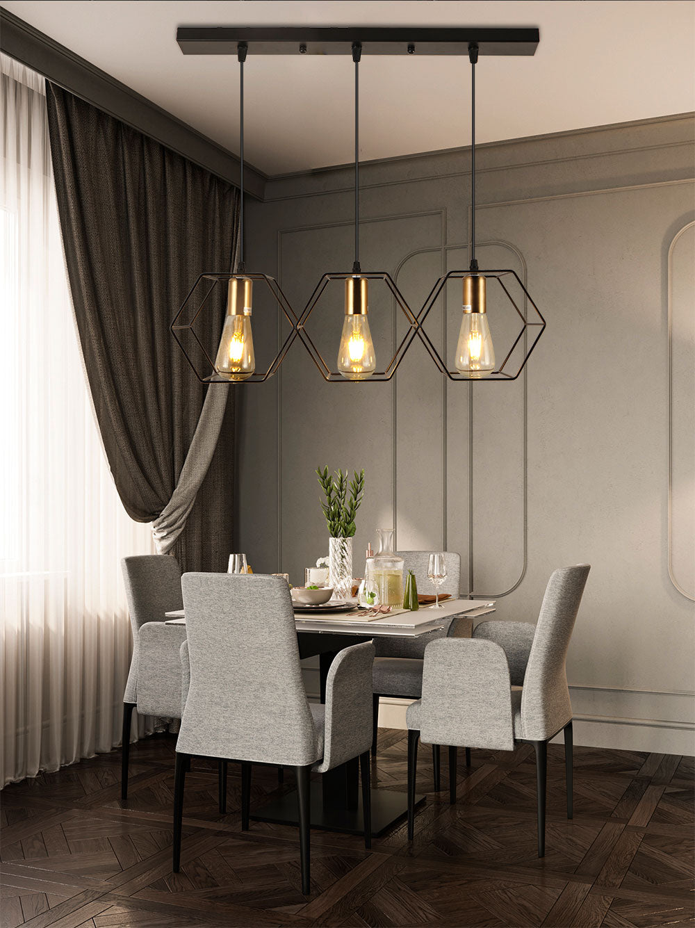 Celeste Vintage Pendant Light - Iron Frame Design with Easy Installation for Elegant Kitchen Lighting 9