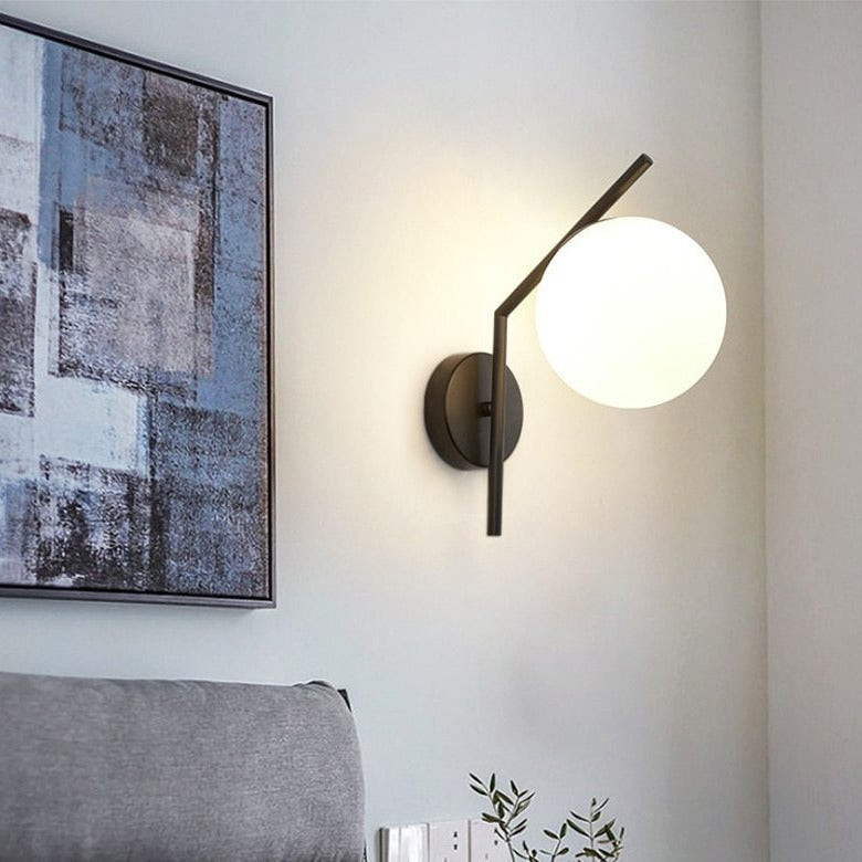 Aleta Modern Glass Globe Wall Lamp - Sleek Design with Metal Frame for Elegant Lighting 14