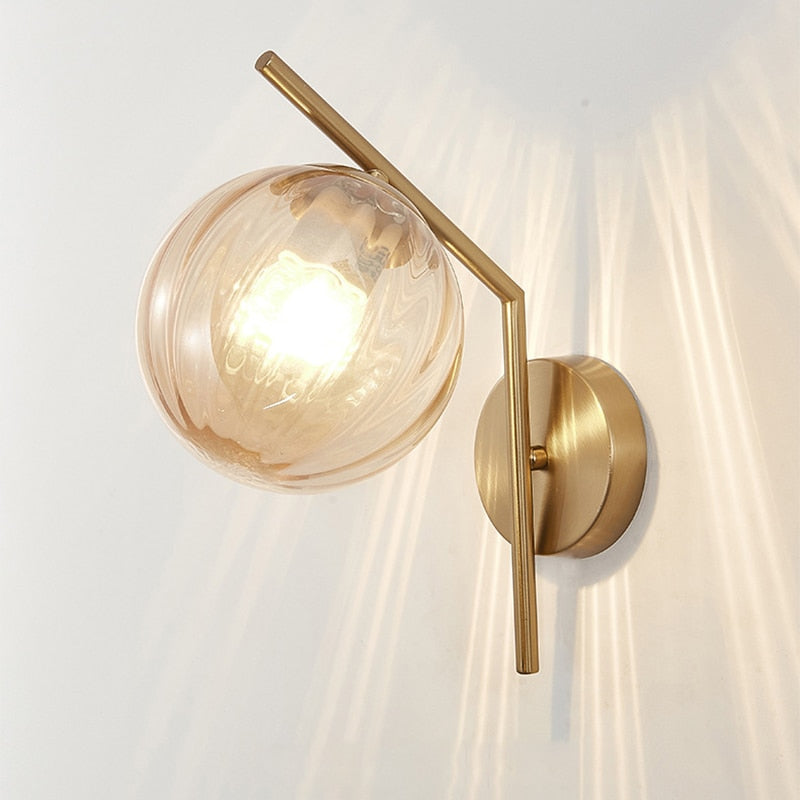 Aleta Modern Glass Globe Wall Lamp - Sleek Design with Metal Frame for Elegant Lighting 16