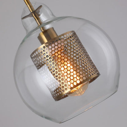 Adonia Glass Pendant Lamp - Retro Design with Honeycomb Brass Shade for Elegant Lighting 20