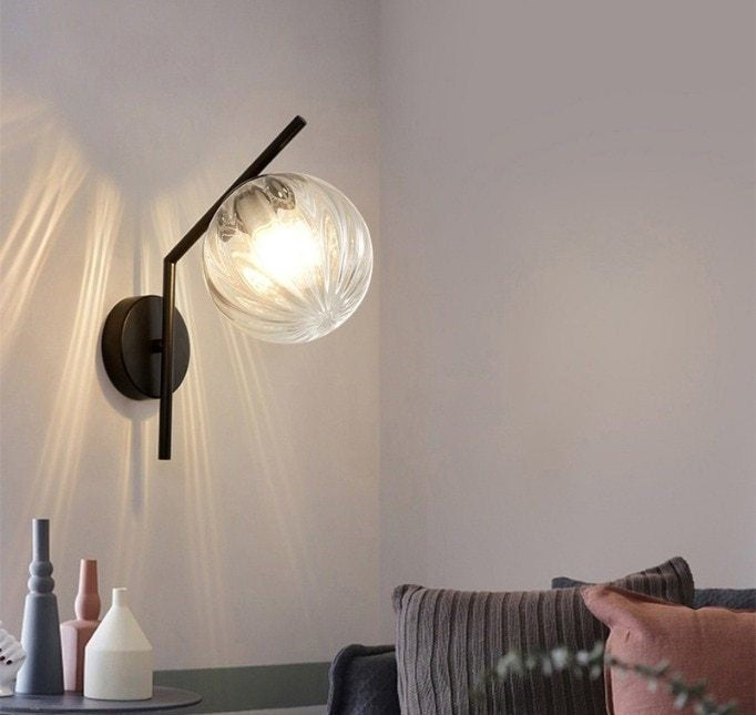 Aleta Modern Glass Globe Wall Lamp - Sleek Design with Metal Frame for Elegant Lighting 17