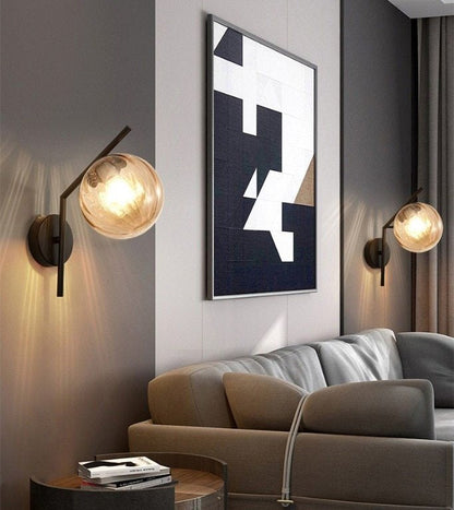 Aleta Modern Glass Globe Wall Lamp - Sleek Design with Metal Frame for Elegant Lighting 12