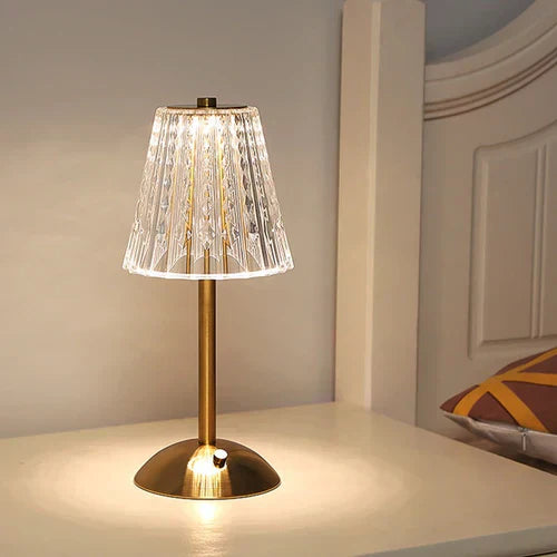 AuraLux Golden Crystal Table Lamp - Dimmable LED Touch Control for Elegant Lighting 9
