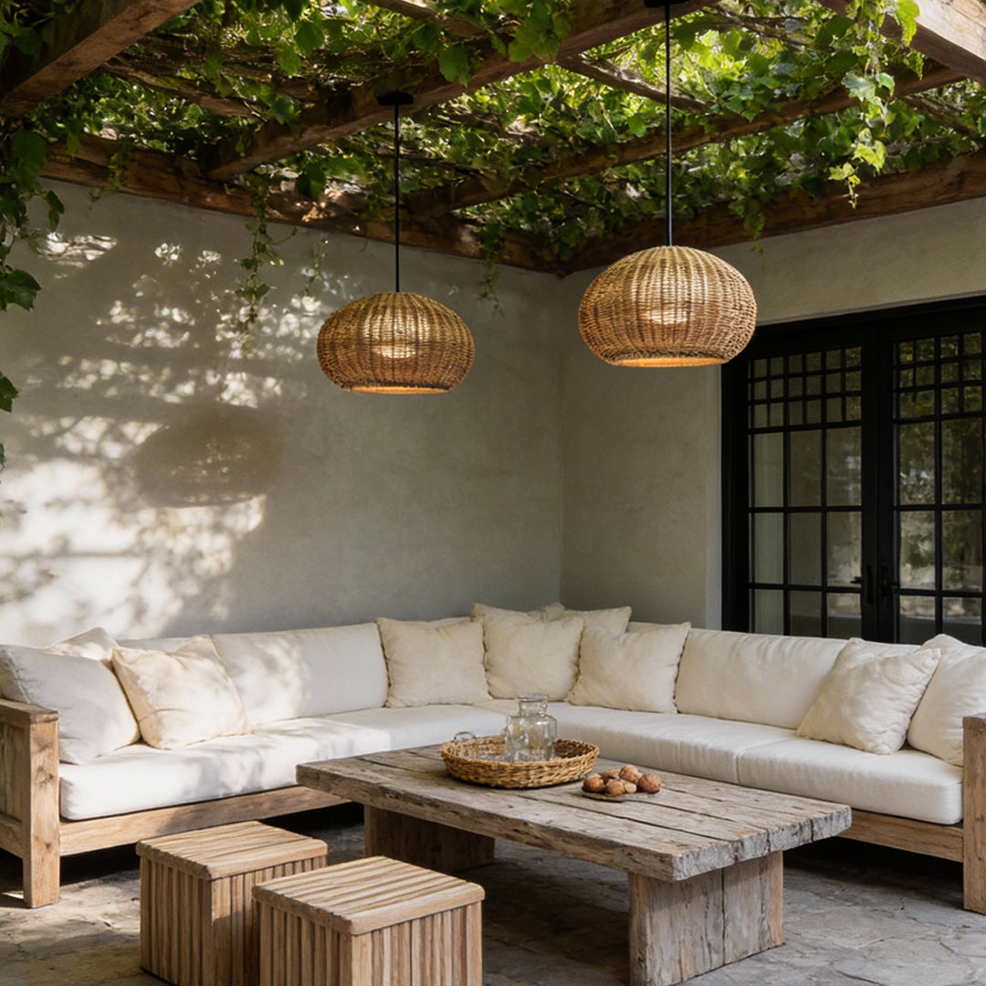 Rattan Outdoor Pendant Light - Waterproof Hanging Lamp with Warm Glow for Cozy Outdoor Spaces 6