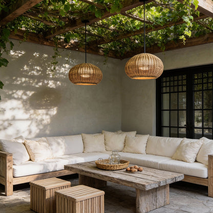 Rattan Outdoor Pendant Light - Waterproof Hanging Lamp with Warm Glow for Cozy Outdoor Spaces 6