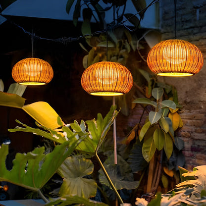 Rattan Outdoor Pendant Light - Waterproof Hanging Lamp with Warm Glow for Cozy Outdoor Spaces 3