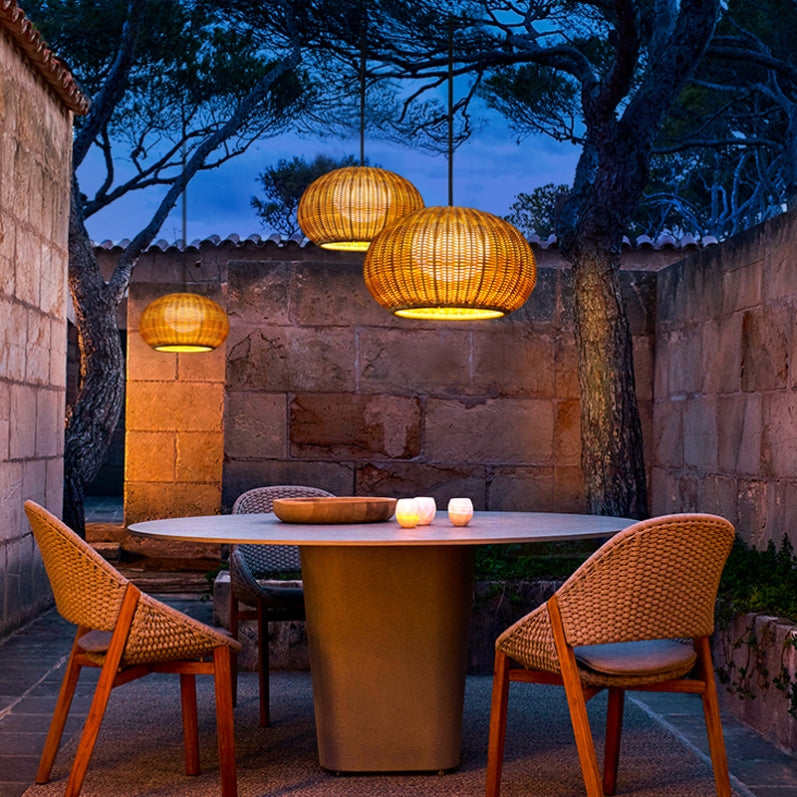 Rattan Outdoor Pendant Light - Waterproof Hanging Lamp with Warm Glow for Cozy Outdoor Spaces 9