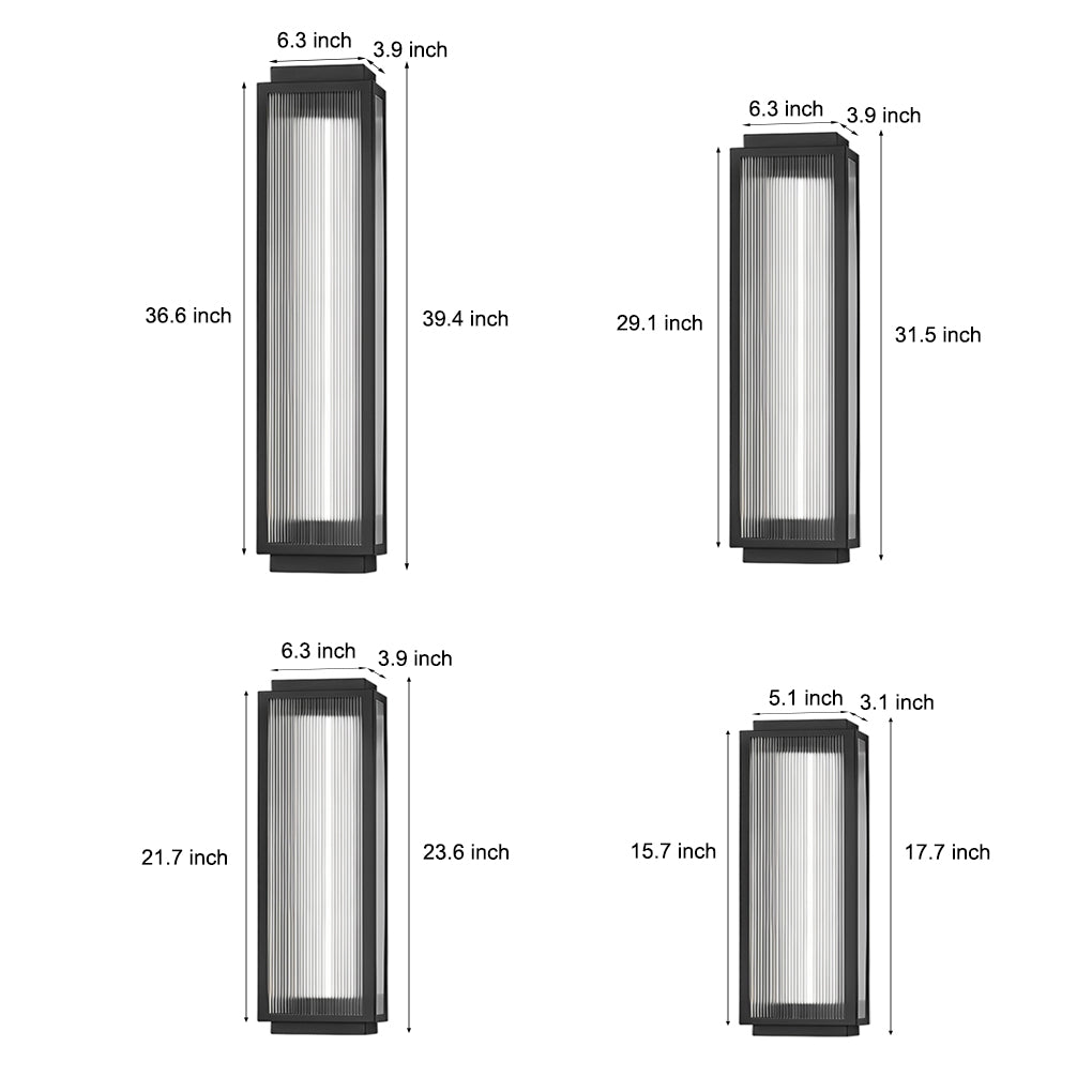 Reeded Glass Outdoor Wall Light - Modern LED Design with Adjustable Heights for Enhanced Ambiance 13