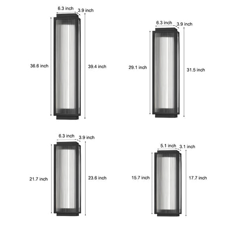 Reeded Glass Outdoor Wall Light - Modern LED Design with Adjustable Heights for Enhanced Ambiance 13