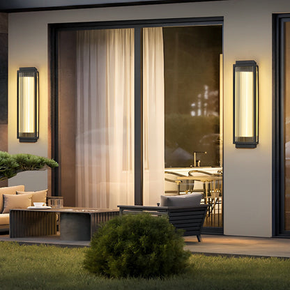 Reeded Glass Outdoor Wall Light - Modern LED Design with Adjustable Heights for Enhanced Ambiance 1