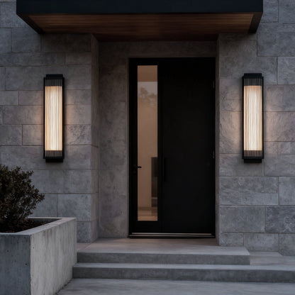 Reeded Glass Outdoor Wall Light - Modern LED Design with Adjustable Heights for Enhanced Ambiance 6
