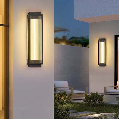 Reeded Glass Outdoor Wall Light - Modern LED Design with Adjustable Heights for Enhanced Ambiance 3