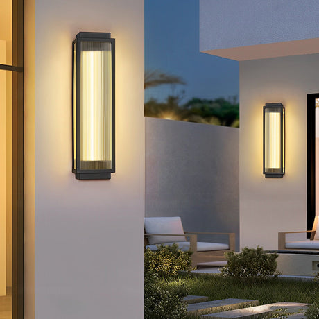 Reeded Glass Outdoor Wall Light - Modern LED Design with Adjustable Heights for Enhanced Ambiance 3