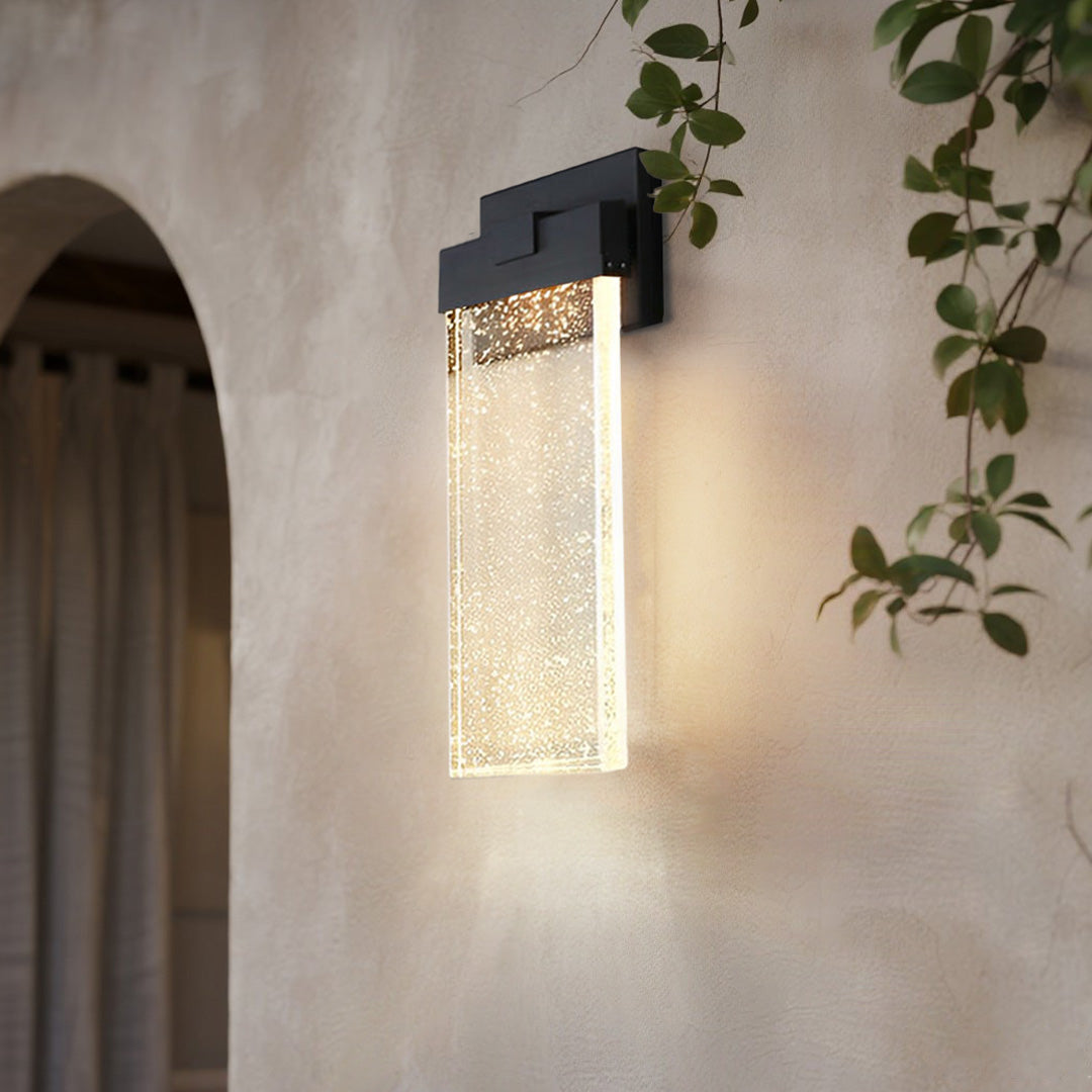 Elegant Seeded Glass Outdoor Wall Lighting - Modern Design with Warm White COB LED 12