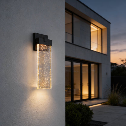 Elegant Seeded Glass Outdoor Wall Lighting - Modern Design with Warm White COB LED 13