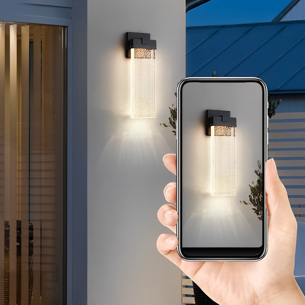 Elegant Seeded Glass Outdoor Wall Lighting - Modern Design with Warm White COB LED 7