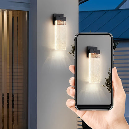Elegant Seeded Glass Outdoor Wall Lighting - Modern Design with Warm White COB LED 7