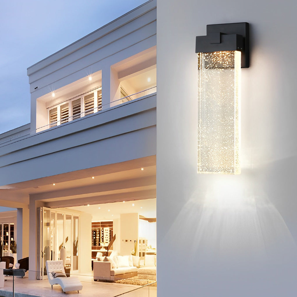 Elegant Seeded Glass Outdoor Wall Lighting - Modern Design with Warm White COB LED 2