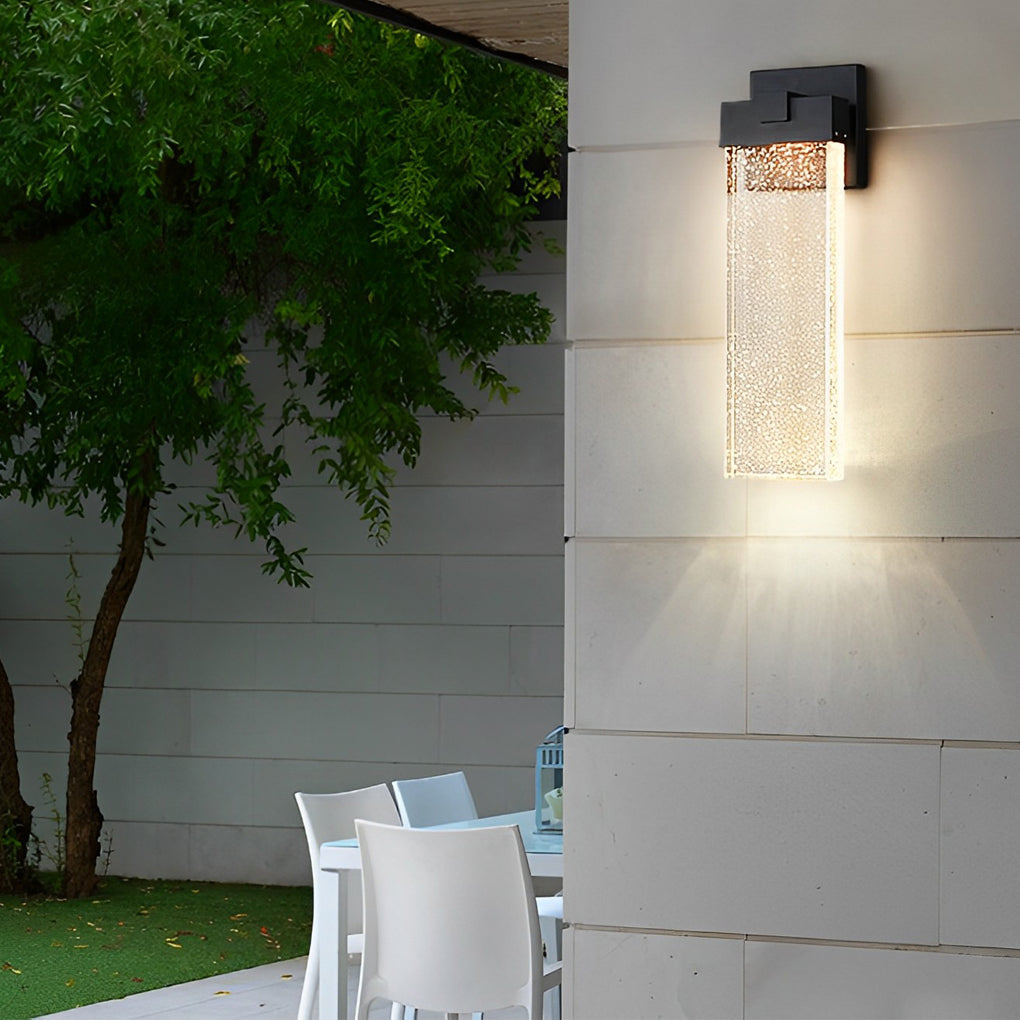 Elegant Seeded Glass Outdoor Wall Lighting - Modern Design with Warm White COB LED 1