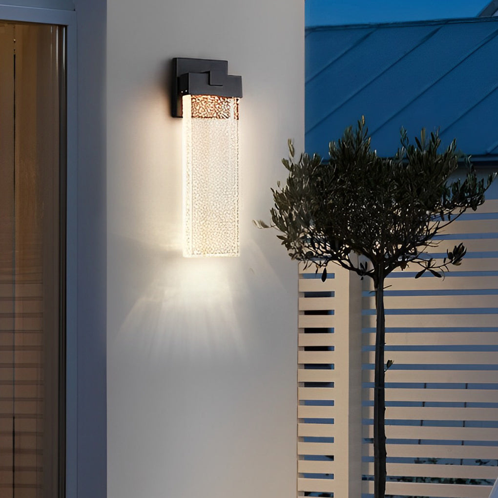 Elegant Seeded Glass Outdoor Wall Lighting - Modern Design with Warm White COB LED 4
