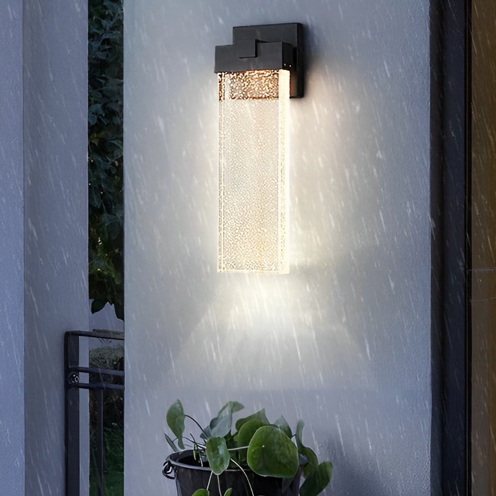 Elegant Seeded Glass Outdoor Wall Lighting - Modern Design with Warm White COB LED 5