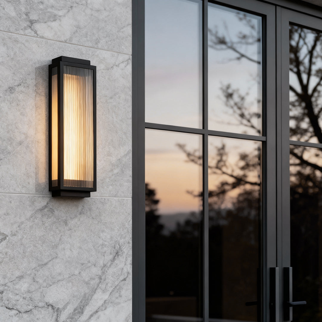 Reeded Glass Outdoor Wall Light - Modern LED Design with Adjustable Heights for Enhanced Ambiance 7