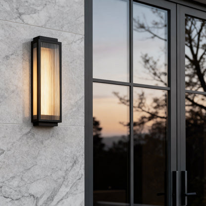 Reeded Glass Outdoor Wall Light - Modern LED Design with Adjustable Heights for Enhanced Ambiance 7