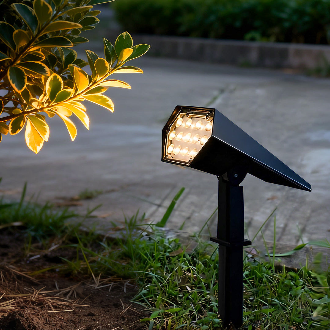 Solar Adjustable Angle Flood Spike Light - Efficient Outdoor Spotlight with Dual Color Modes 11