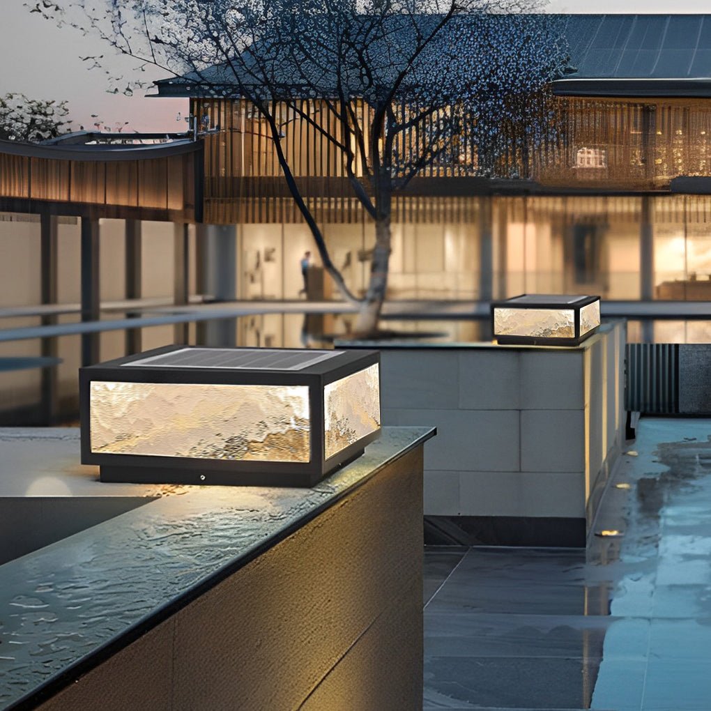 Modern Square Outdoor Pillar Light - Waterproof LED Design with Dual Power Options for Versatile Illumination 1