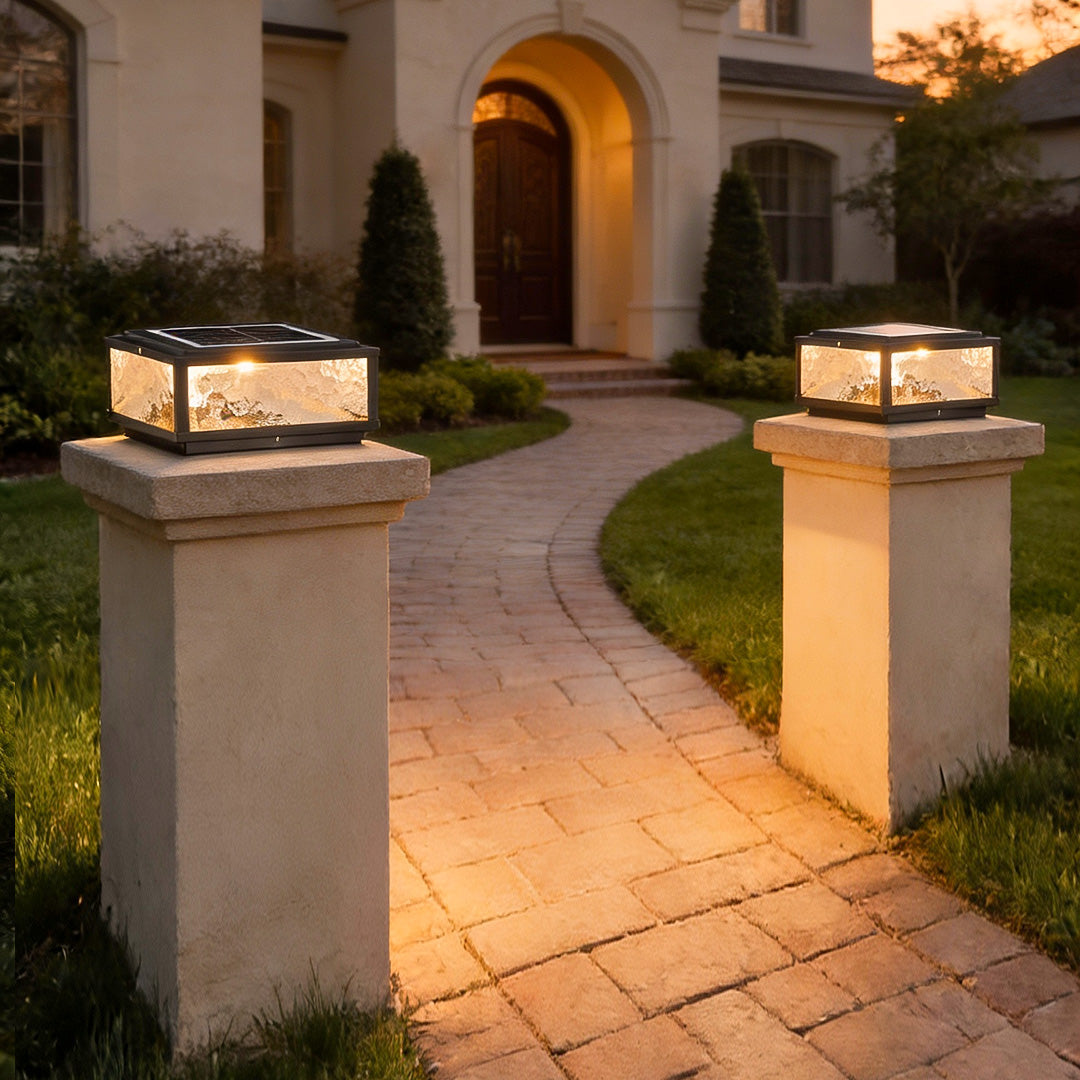 Modern Square Outdoor Pillar Light - Waterproof LED Design with Dual Power Options for Versatile Illumination 4