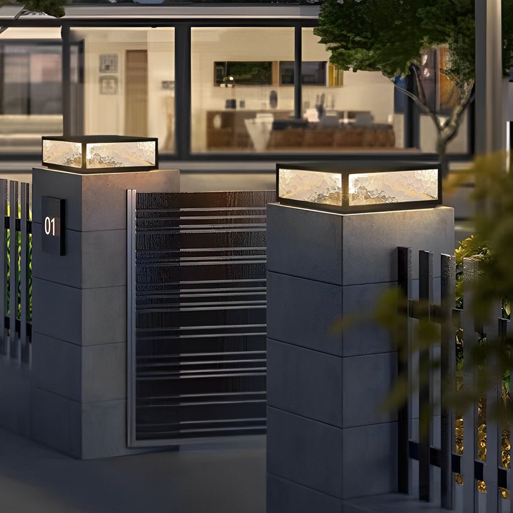 Modern Square Outdoor Pillar Light - Waterproof LED Design with Dual Power Options for Versatile Illumination 2