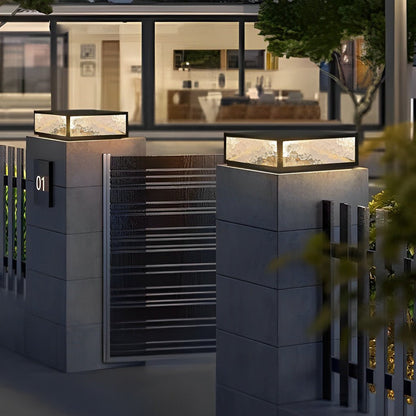Modern Square Outdoor Pillar Light - Waterproof LED Design with Dual Power Options for Versatile Illumination 2